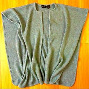Vintage 70s slate blue ribbed poncho cardigan sweater
